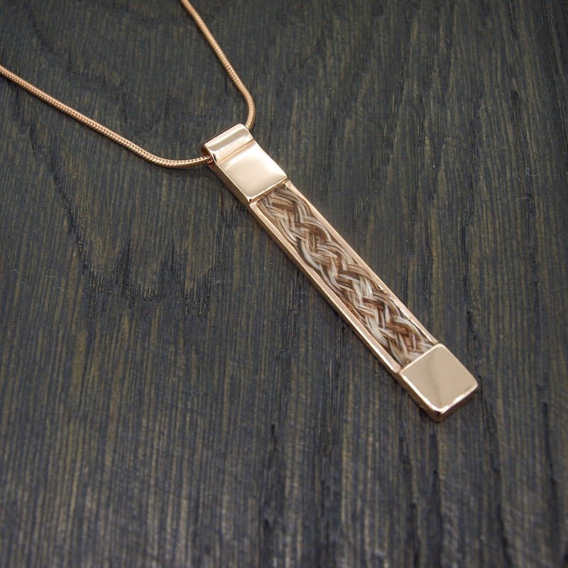 Sterling Silver & Rose Gold Plate Inlaid Horsehair Pendant